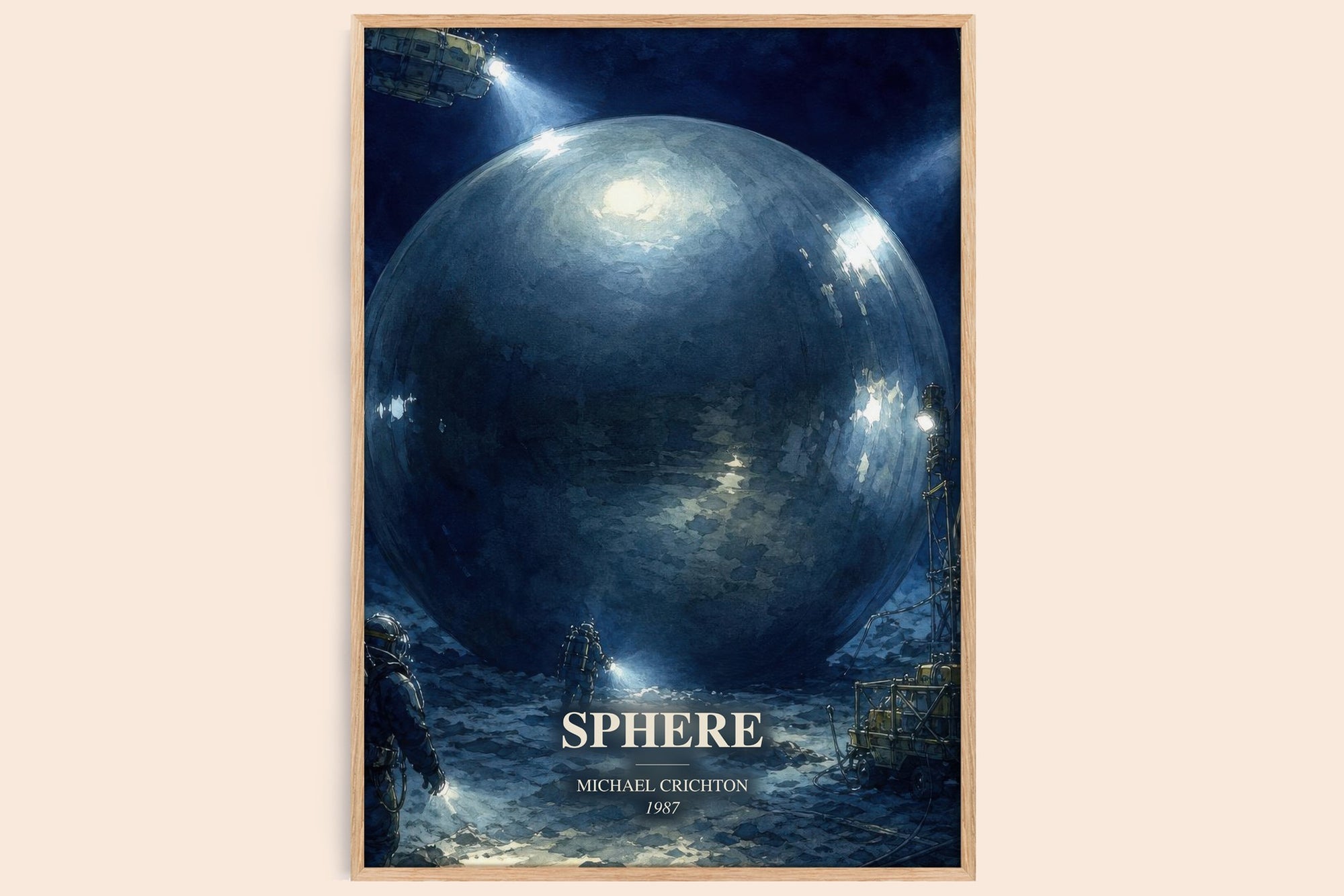 Sphere watercolour book poster by Michael Crichton – framed literary art print