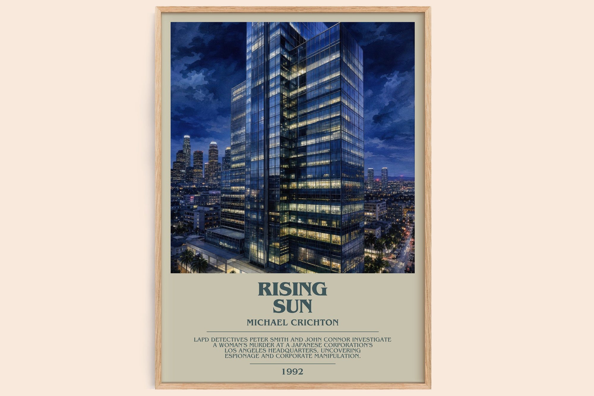 Rising Sun bookish book poster by Michael Crichton – framed literary art print
