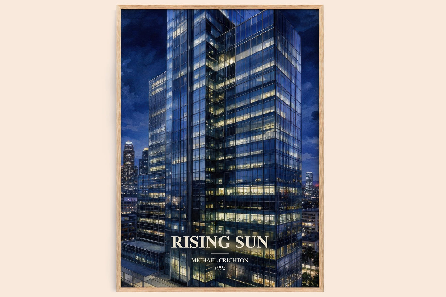 Rising Sun watercolour book poster by Michael Crichton – framed literary art print