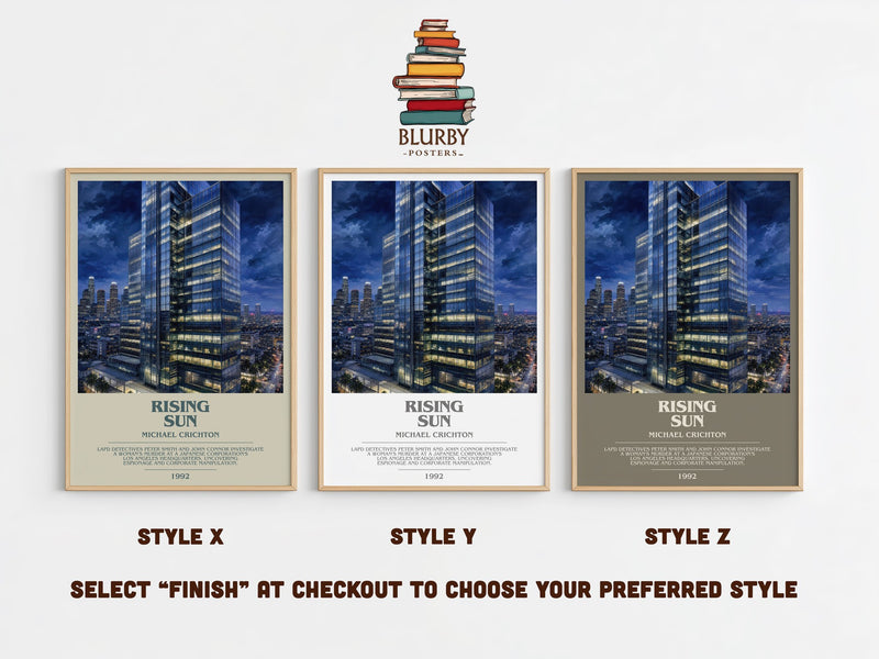 Rising Sun bookish print in frame leaning in hallway – thriller wall art