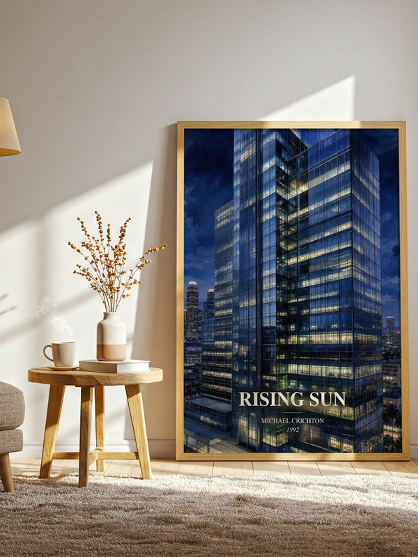 Rising Sun watercolour print in frame leaning in hallway – thriller wall art