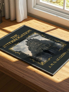 The Interrogation Classic Book Art Print by J. M. G. Le Clezio – print on a sunlit desk