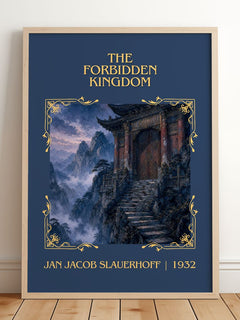 The Forbidden Kingdom Classic Book Art Print by Jan Jacob Slauerhoff – framed print leaning on a wooden floor