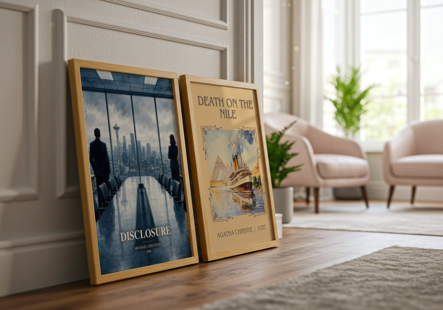 Disclosure watercolour print framed by window – literary home decor
