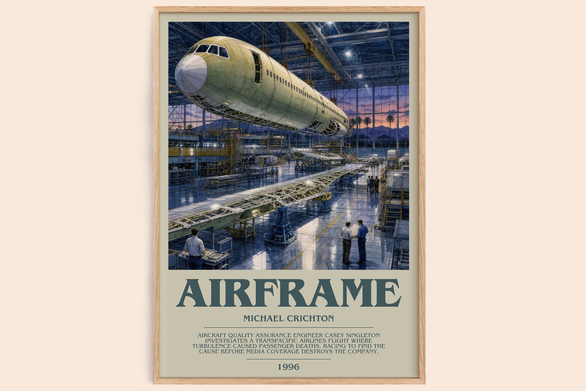 Airframe bookish book poster by Michael Crichton – framed literary art print
