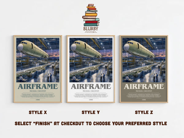 Airframe bookish print in frame leaning in hallway – thriller wall art