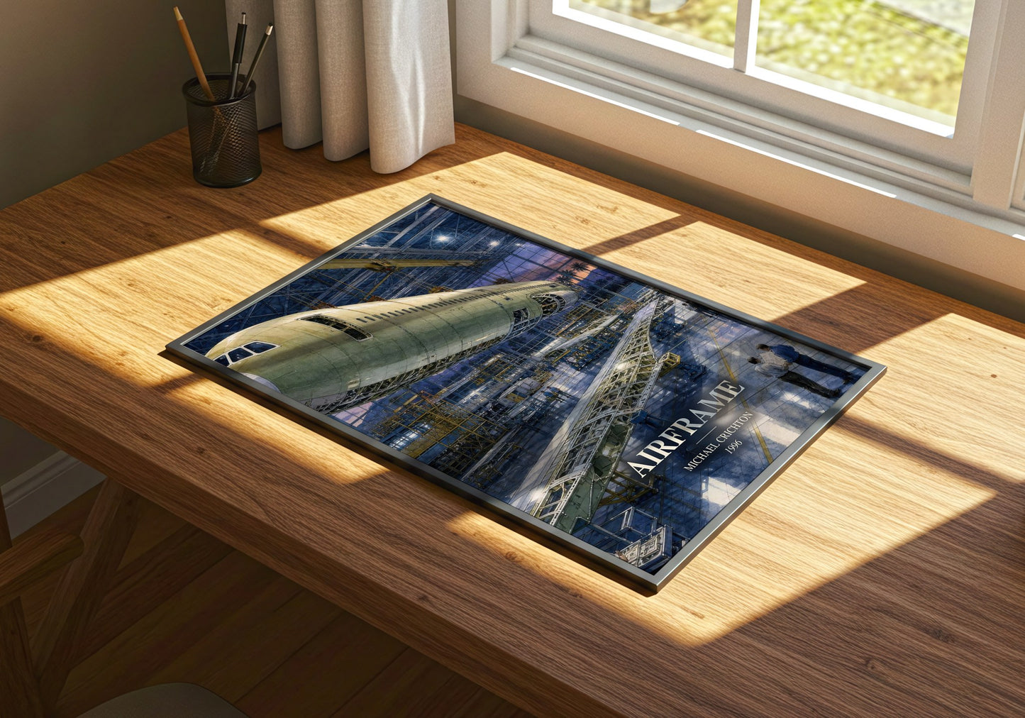 Airframe watercolour book poster framed on wall – thriller wall art