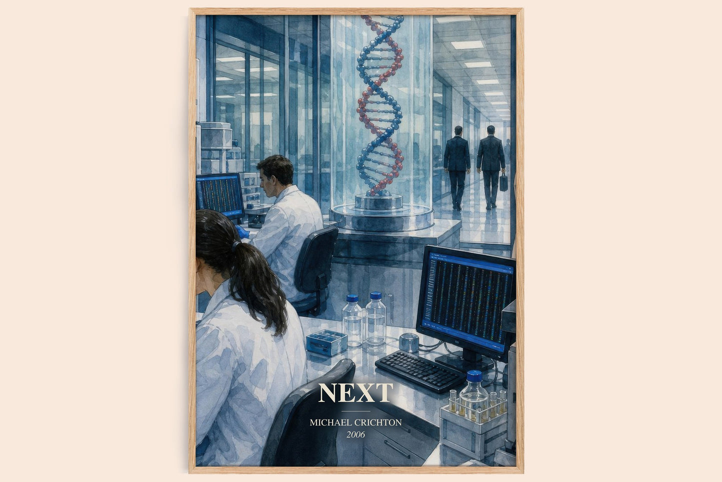 Next watercolour book poster by Michael Crichton – framed literary art print