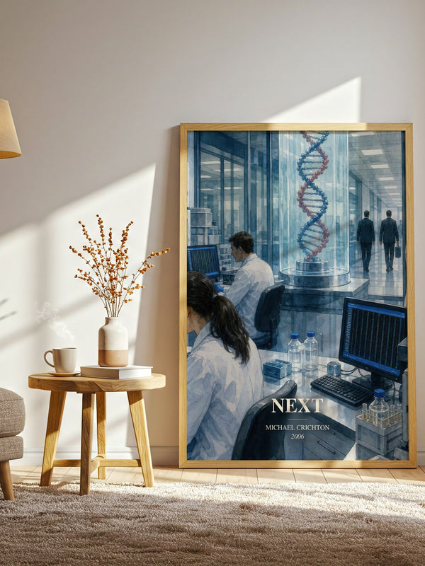 Next watercolour print in frame leaning in hallway – sci fi wall art