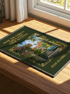 How the Garcia Girls Lost Their Accents Classic Book Art Print by Julia Alvarez – print on a sunlit desk