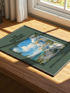 The Invention Of Morel Classic Book Art Print by Adolfo Bioy Casares – print on a sunlit desk
