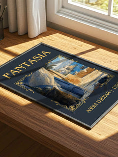Fantasia Classic Book Art Print by Assia Djebar – print on a sunlit desk