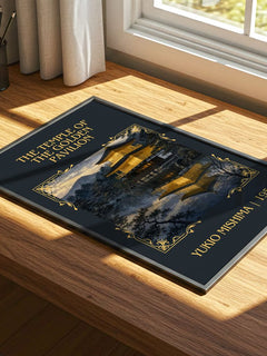 Temple of the Golden Pavilion Classic Book Art Print by Yukio Mishima – print on a sunlit desk