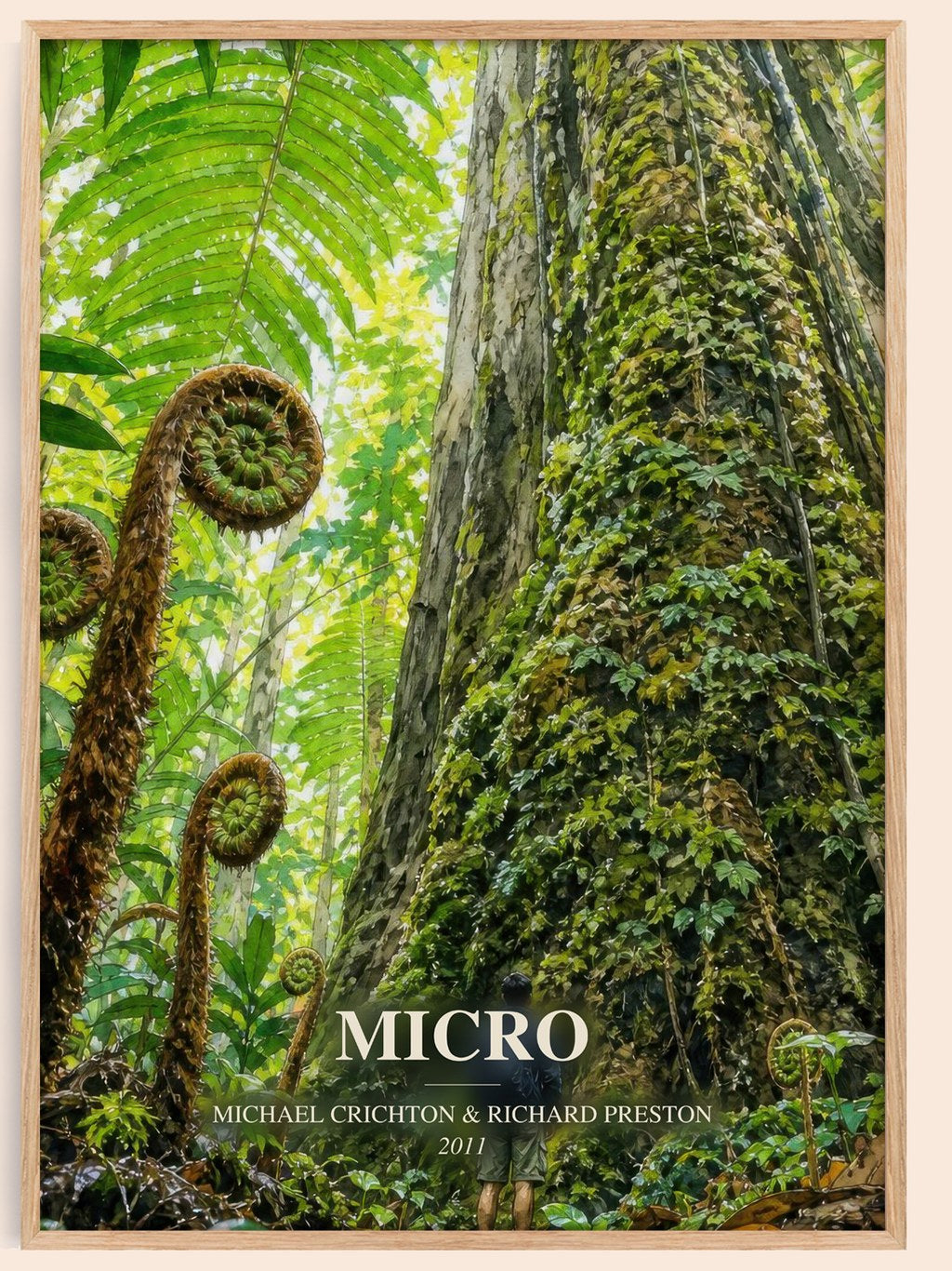 Micro watercolour book poster by Michael Crichton & Richard Preston – framed literary art print