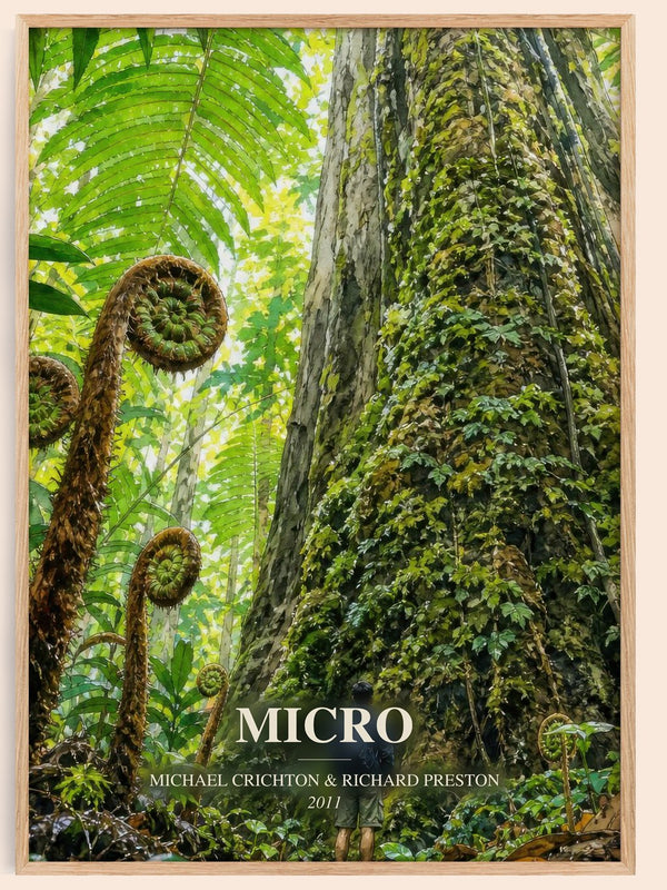Micro watercolour book poster by Michael Crichton & Richard Preston – framed literary art print