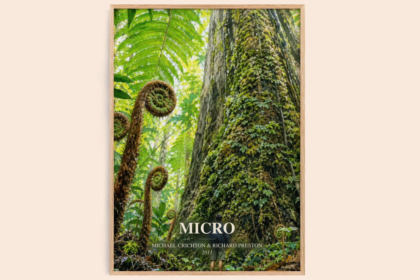 Micro watercolour book poster by Michael Crichton & Richard Preston – framed literary art print