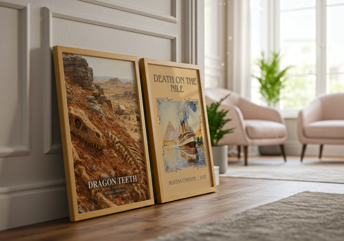 Dragon Teeth watercolour print framed by window – literary home decor