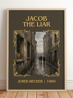 Jacob the Liar Classic Book Art Print by Jurek Becker – framed print leaning on a wooden floor
