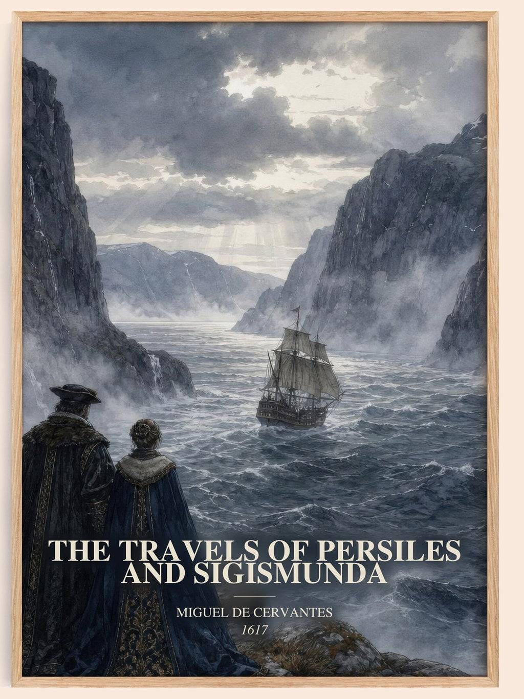 The Travels Of Persiles And Sigismunda watercolour book poster by Miguel De Cervantes – framed literary art print