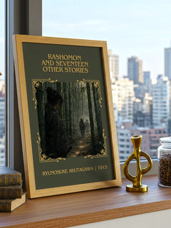 Rashomon and Seventeen Other Stories Classic Book Art Print by Ryunosuke Akutagawa – framed print on a city-view windowsill