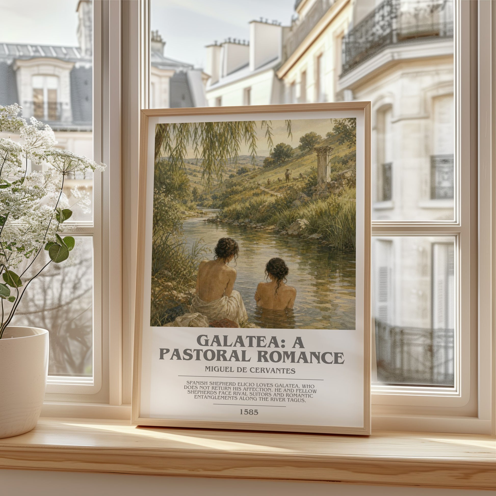 Galatea: A Pastoral Romance bookish poster colour and style options – Miguel De Cervantes book art