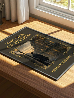 The Man of Feeling Classic Book Art Print by Henry Mackenzie – print on a sunlit desk