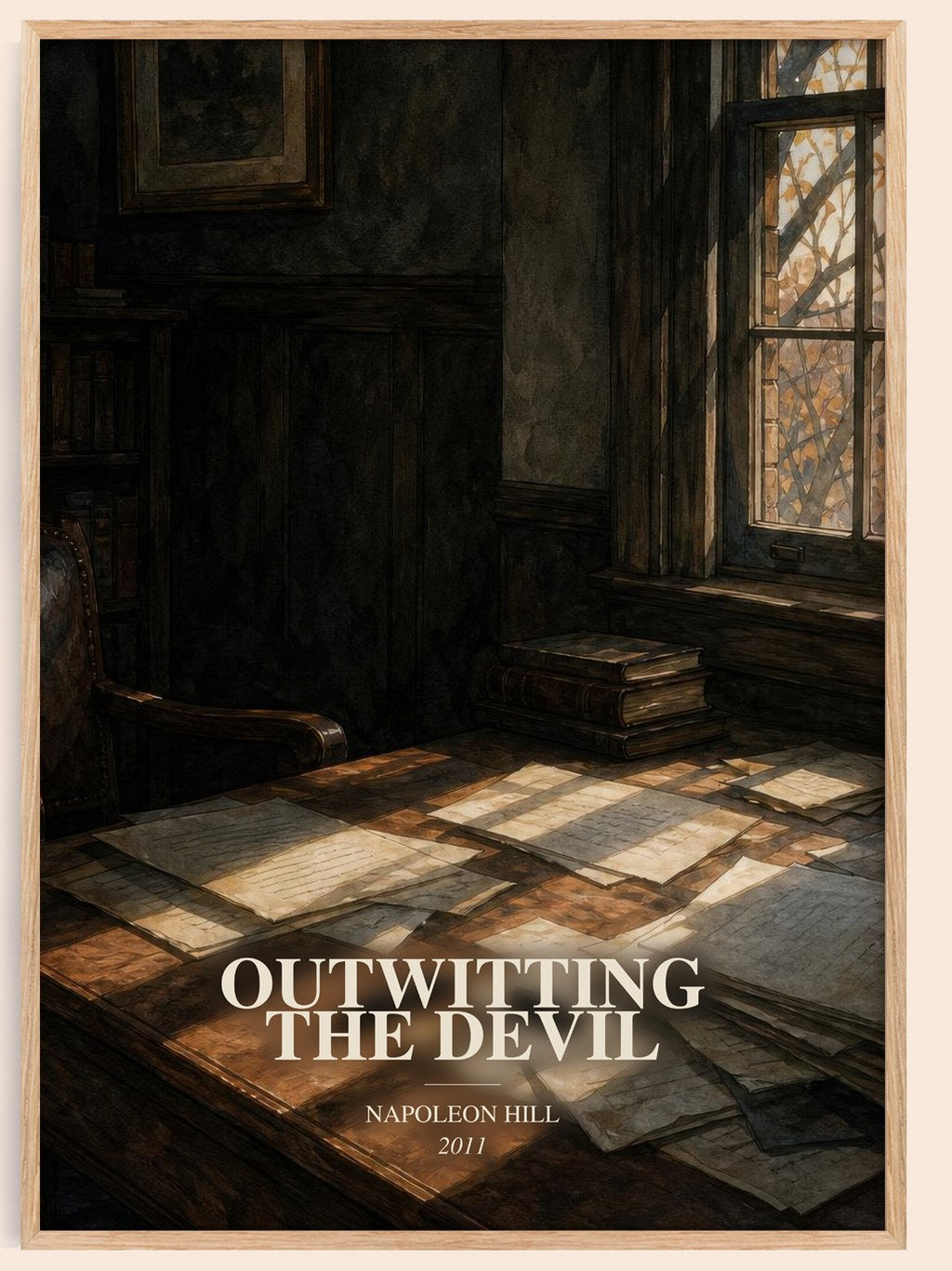 Outwitting The Devil watercolour book poster by Napoleon Hill – framed literary art print