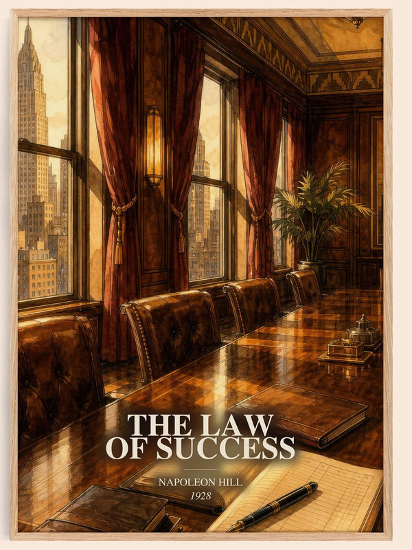 The Law Of Success watercolour book poster by Napoleon Hill – framed literary art print