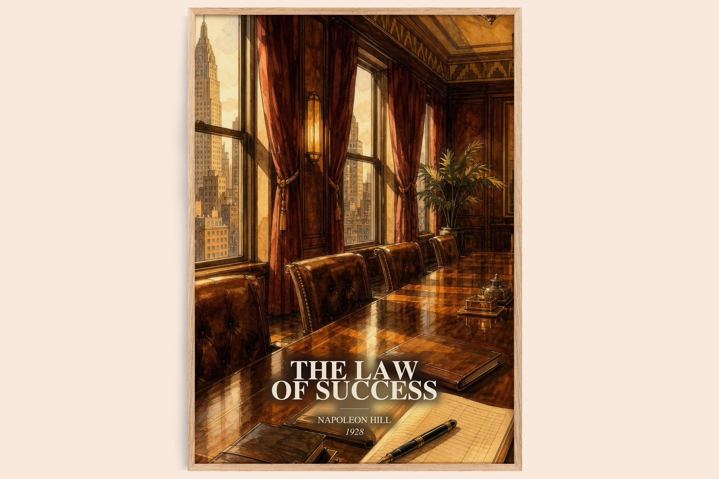The Law Of Success watercolour book poster by Napoleon Hill – framed literary art print