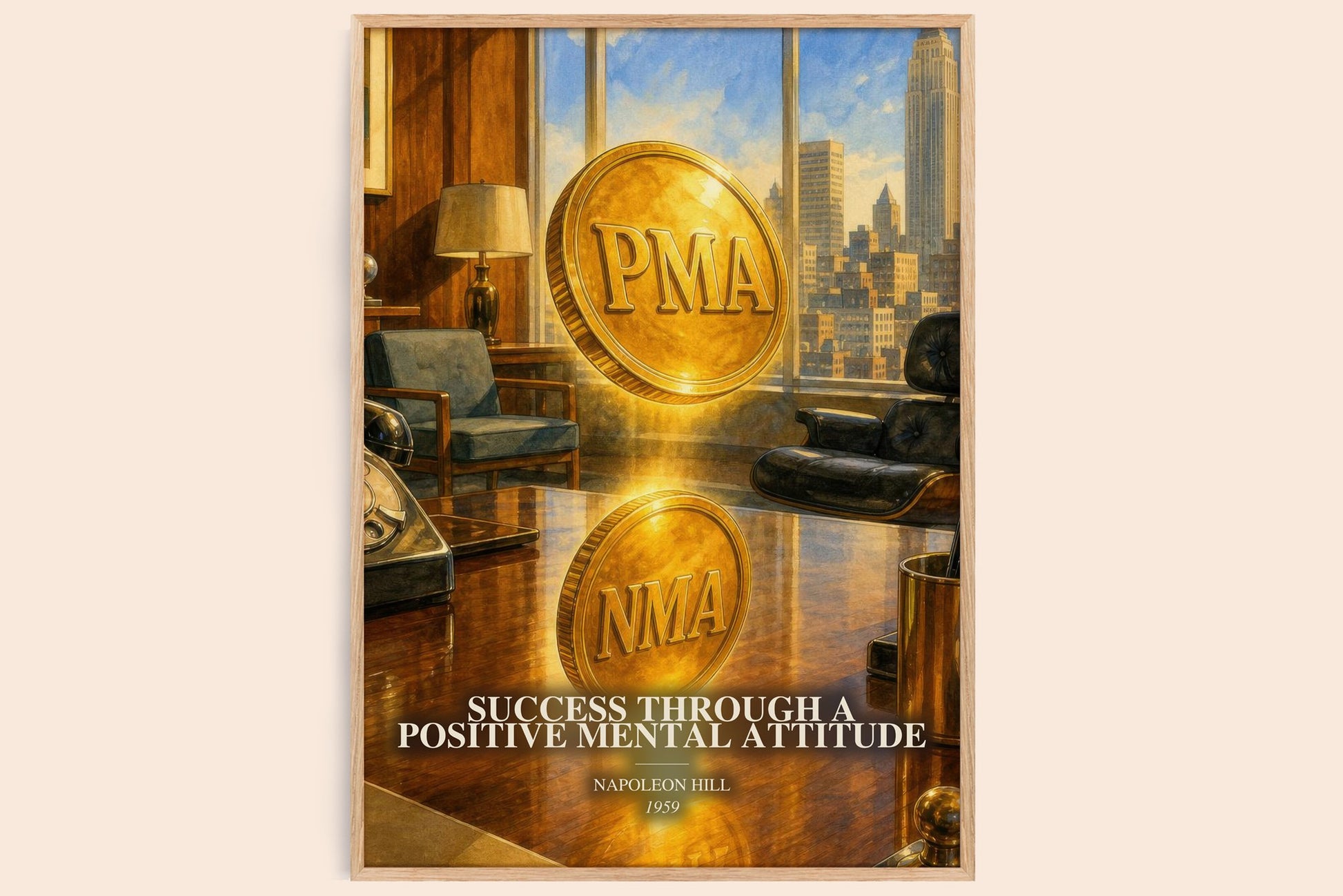 Success Through A Positive Mental Attitude watercolour book poster by Napoleon Hill – framed literary art print