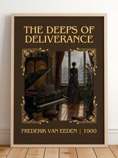 The Deeps of Deliverance Classic Book Art Print by Frederik van Eeden – framed print leaning on a wooden floor