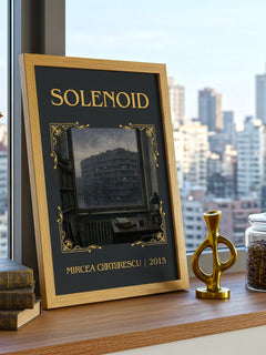 Solenoid Classic Book Art Print by Mircea Cărtărescu – framed print on a city-view windowsill