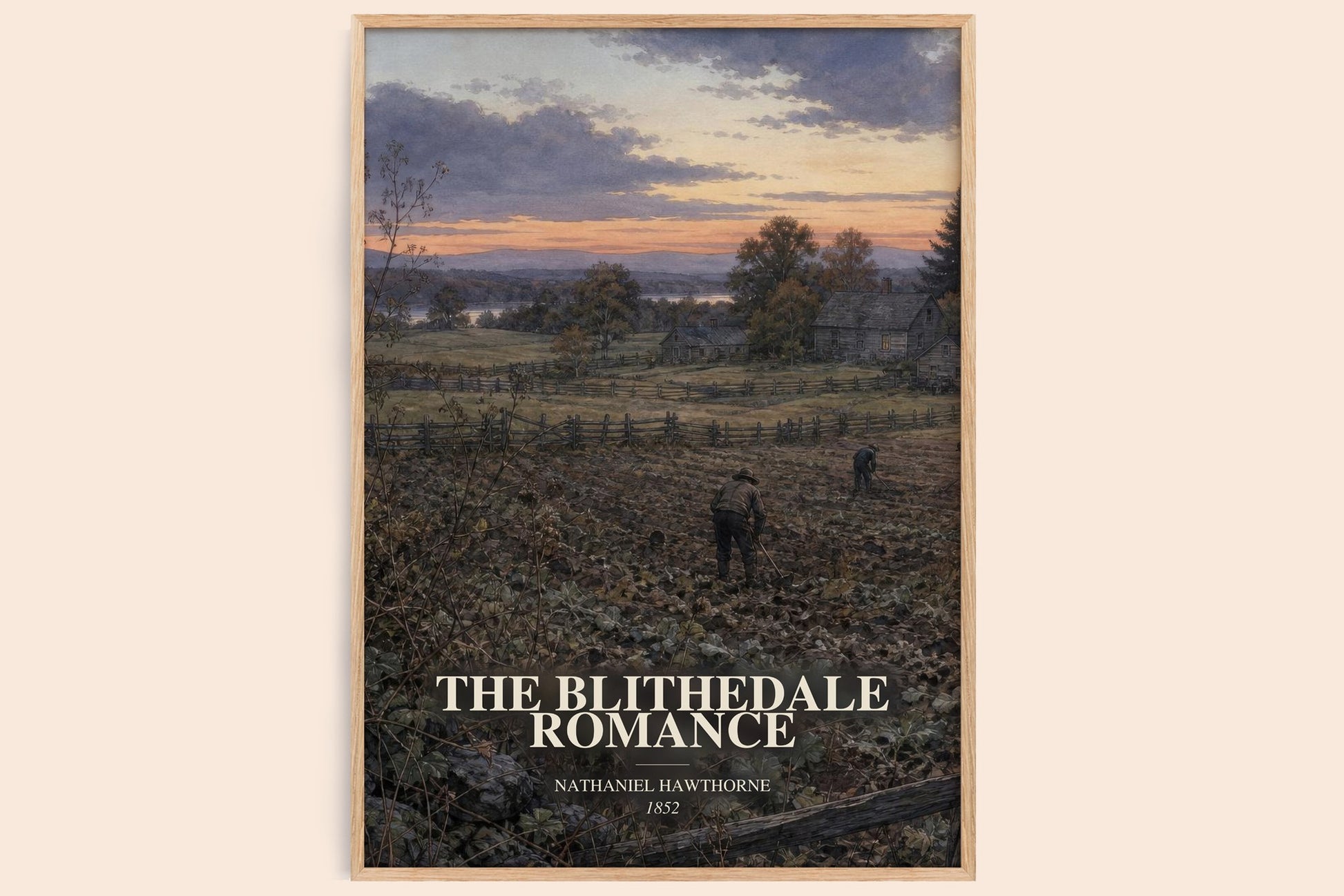 The Blithedale Romance watercolour book poster by Nathaniel Hawthorne – framed literary art print