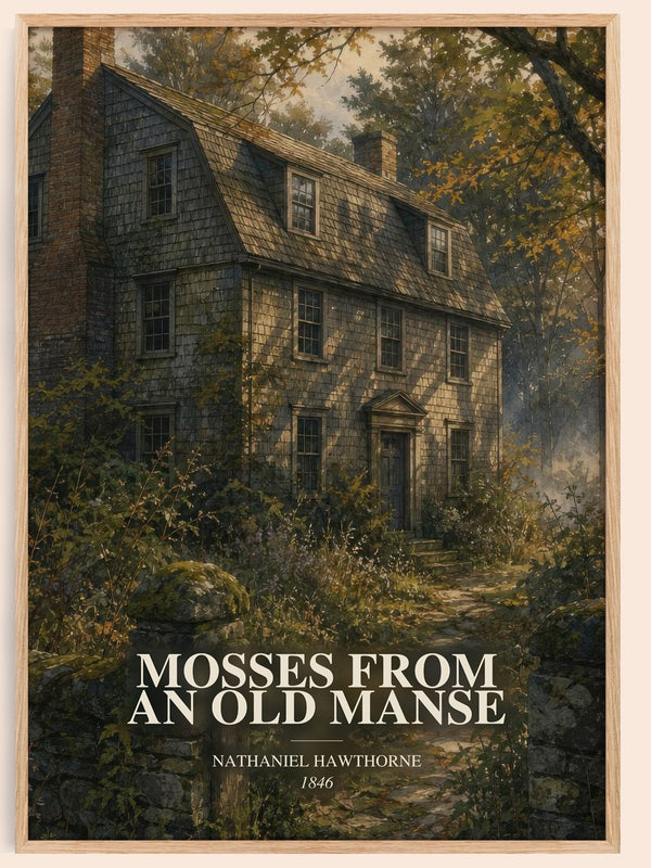 Mosses From An Old Manse watercolour book poster by Nathaniel Hawthorne – framed literary art print