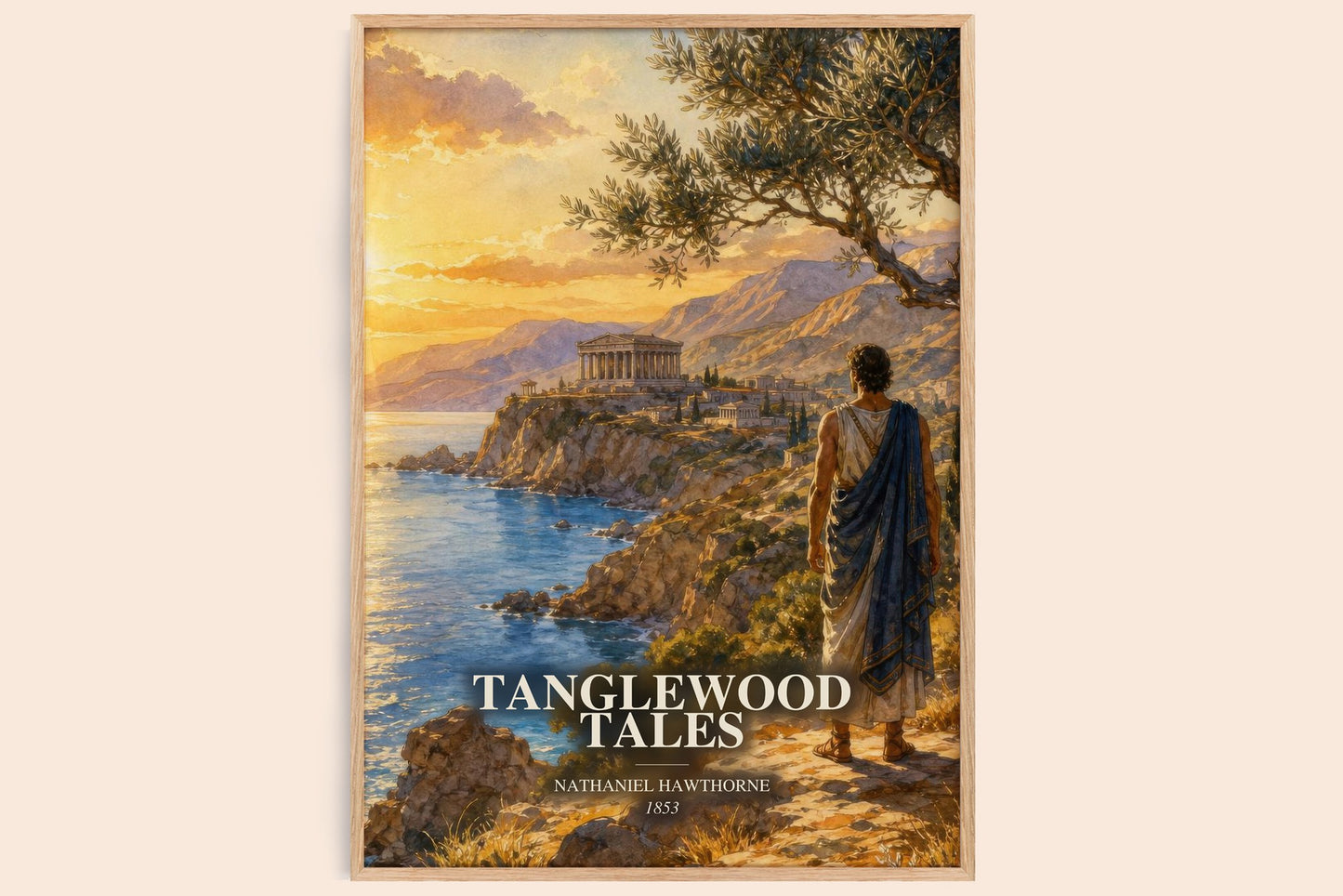 Tanglewood Tales watercolour book poster by Nathaniel Hawthorne – framed literary art print