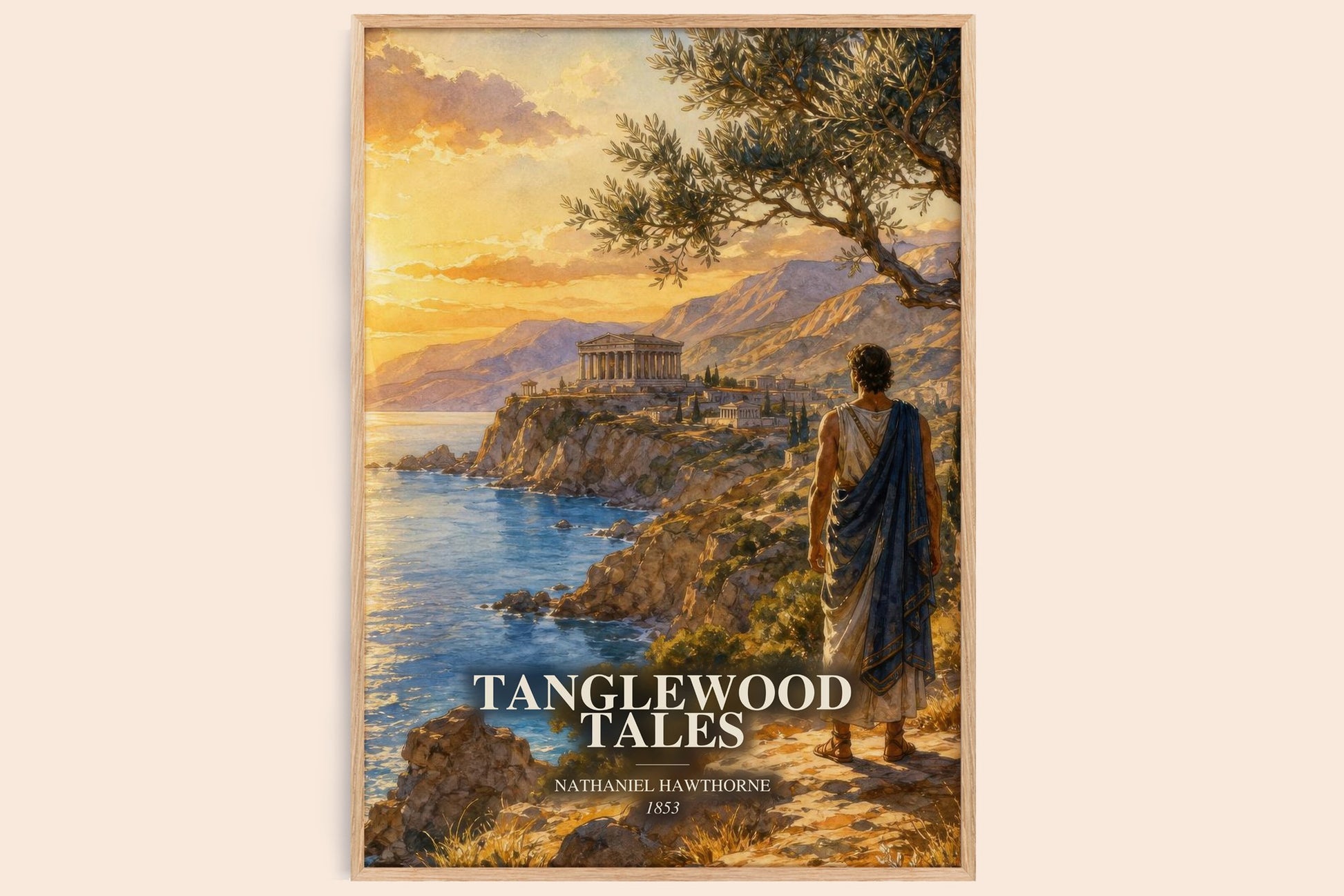 Tanglewood Tales watercolour book poster by Nathaniel Hawthorne – framed literary art print