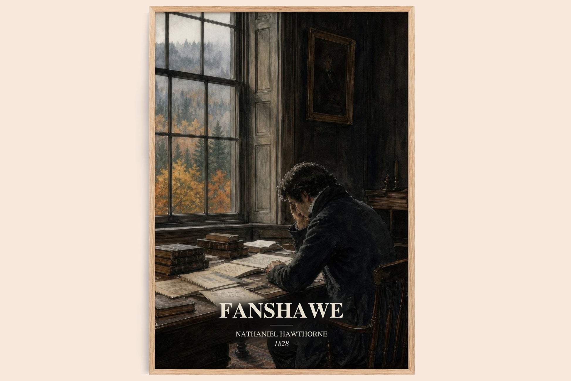 Fanshawe watercolour book poster by Nathaniel Hawthorne – framed literary art print