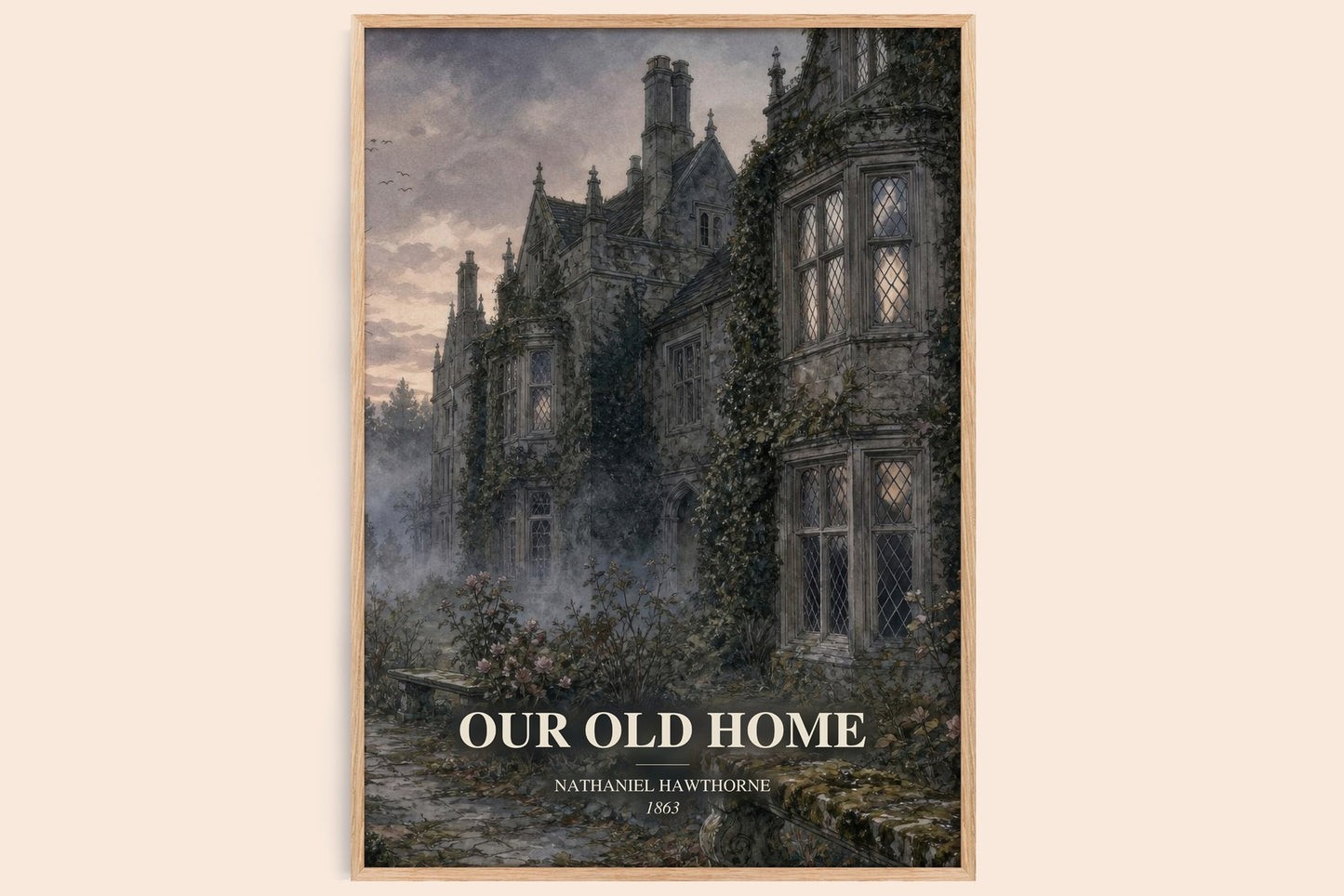 Our Old Home watercolour book poster by Nathaniel Hawthorne – framed literary art print