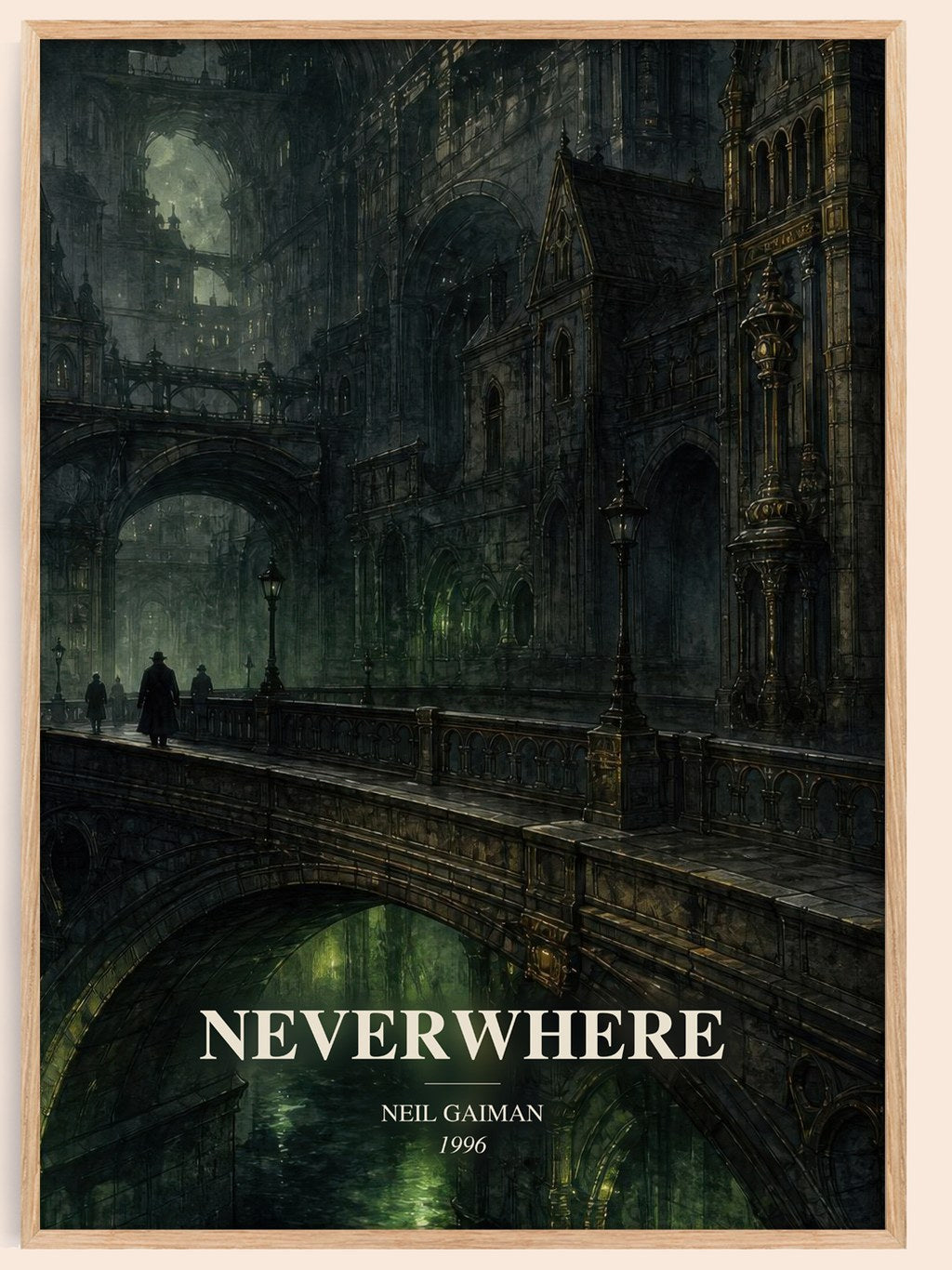 Neverwhere watercolour book poster by Neil Gaiman – framed literary art print