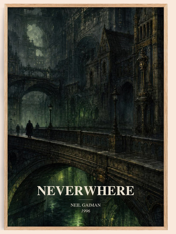 Neverwhere watercolour book poster by Neil Gaiman – framed literary art print