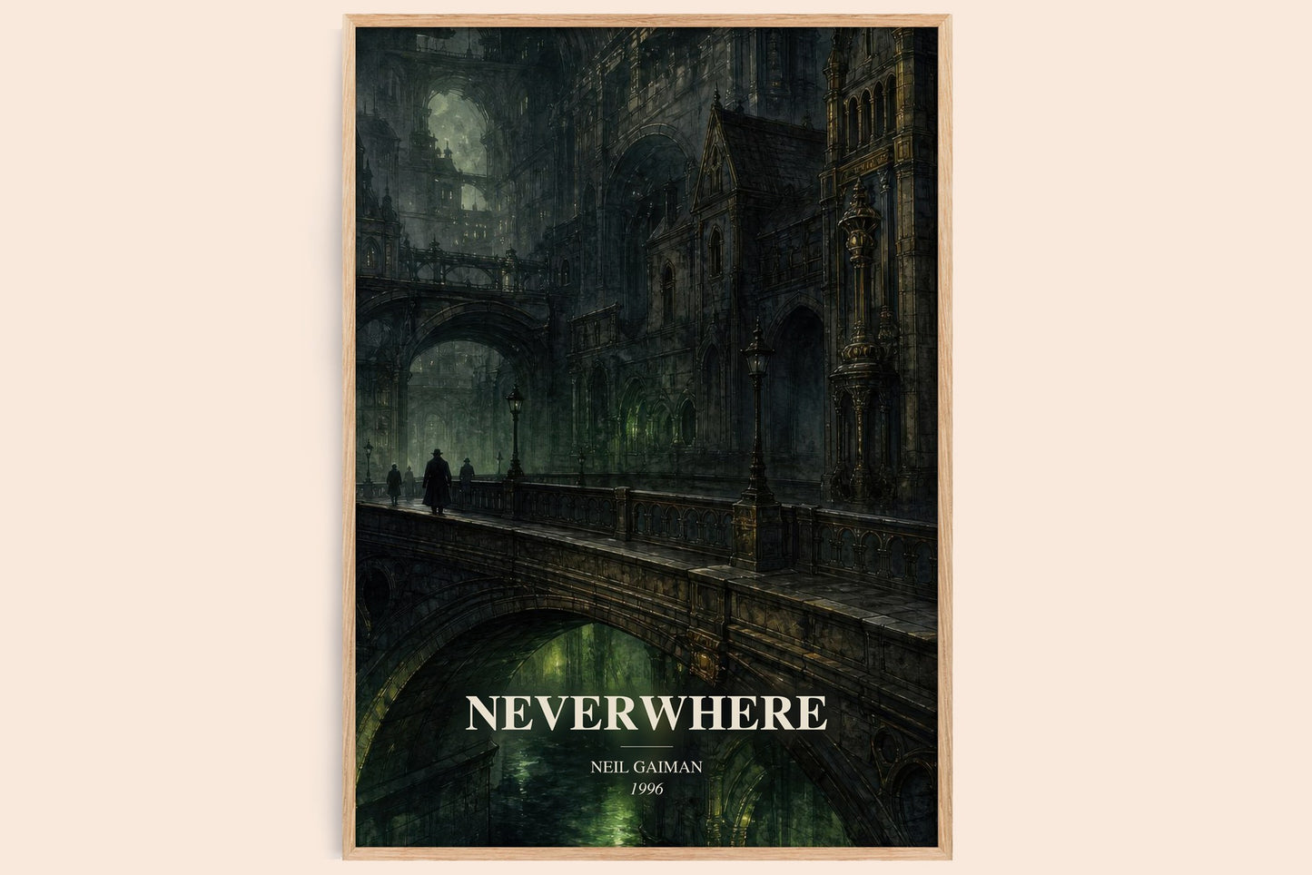 Neverwhere watercolour book poster by Neil Gaiman – framed literary art print