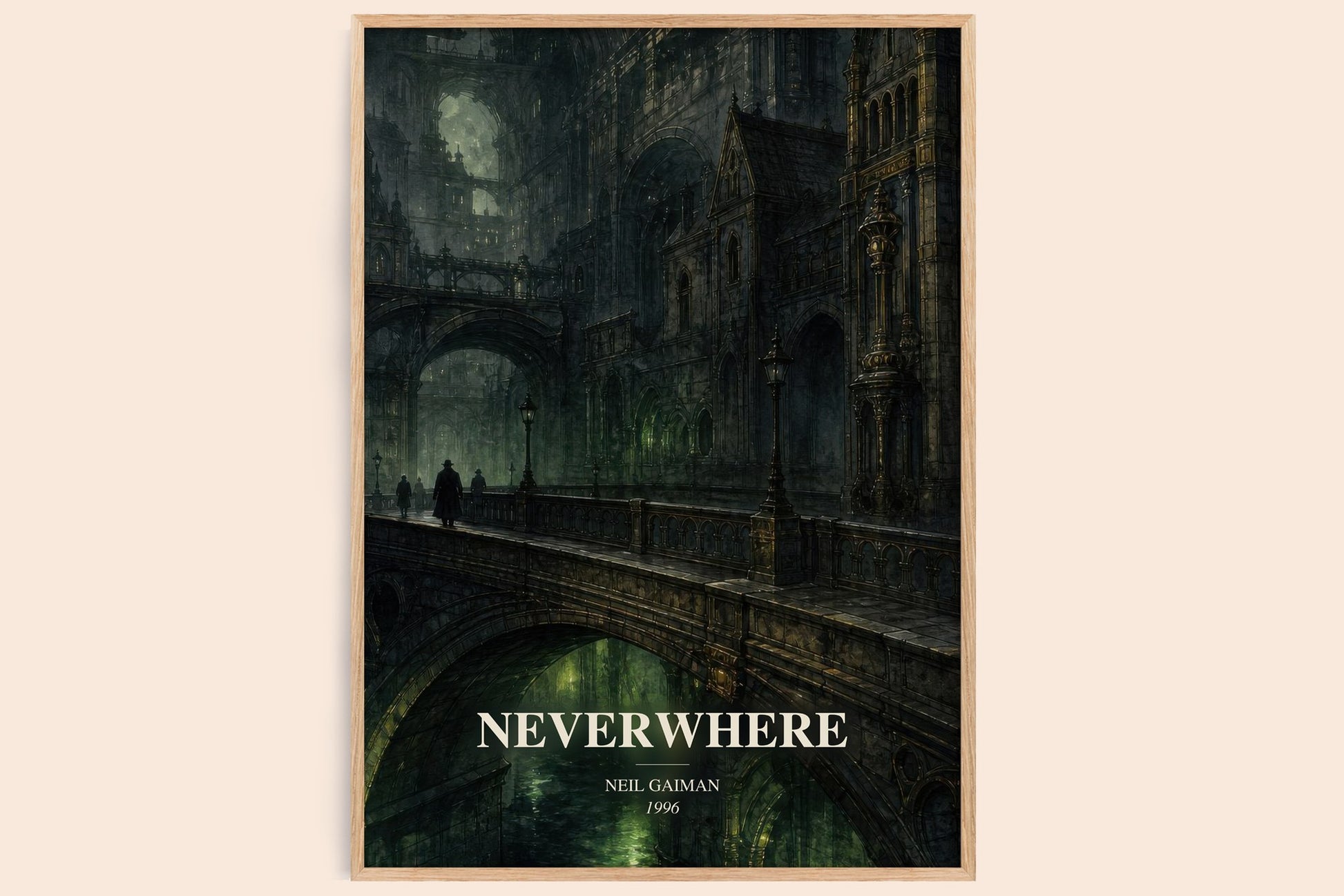 Neverwhere watercolour book poster by Neil Gaiman – framed literary art print