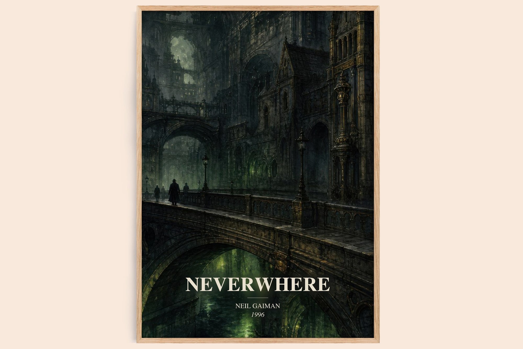 Neverwhere watercolour book poster by Neil Gaiman – framed literary art print
