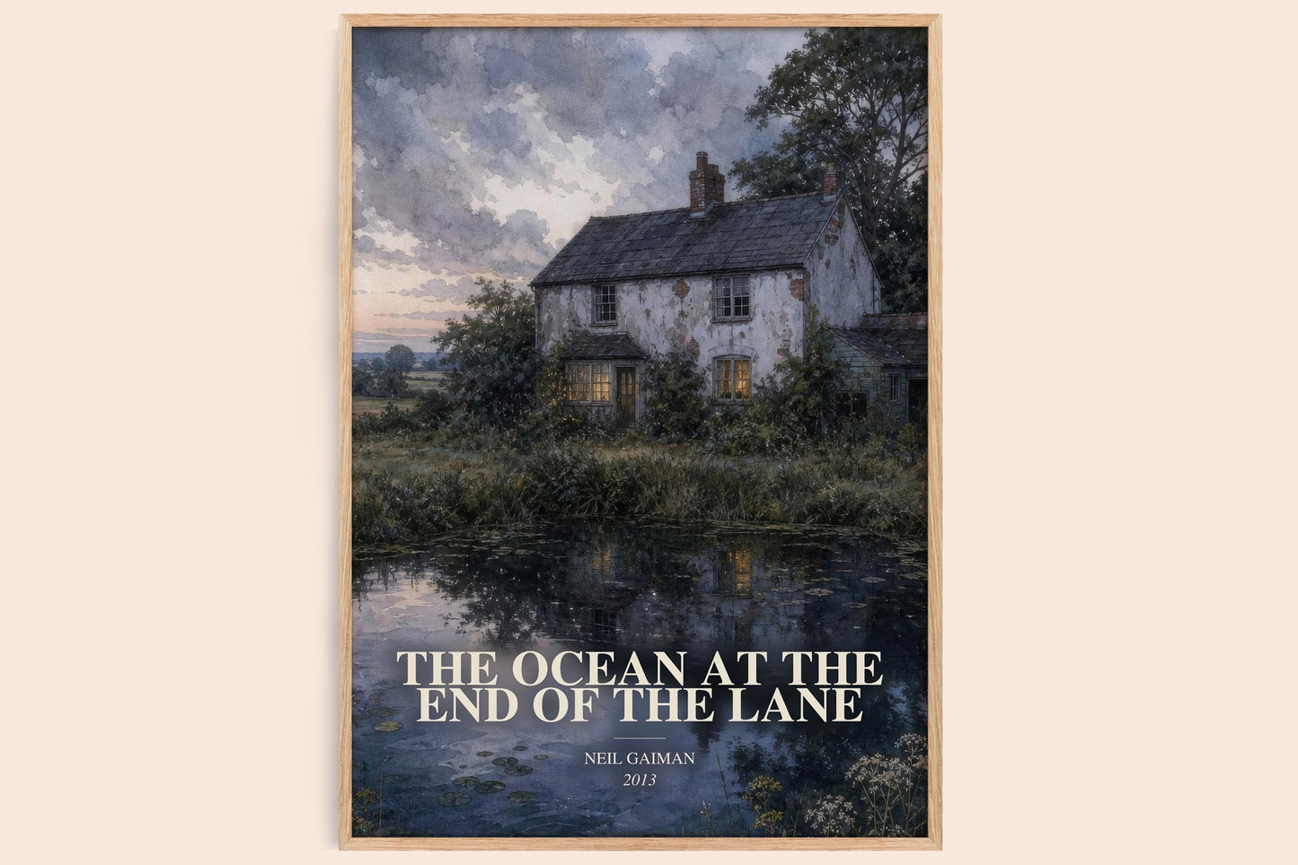 The Ocean At The End Of The Lane watercolour book poster by Neil Gaiman – framed literary art print