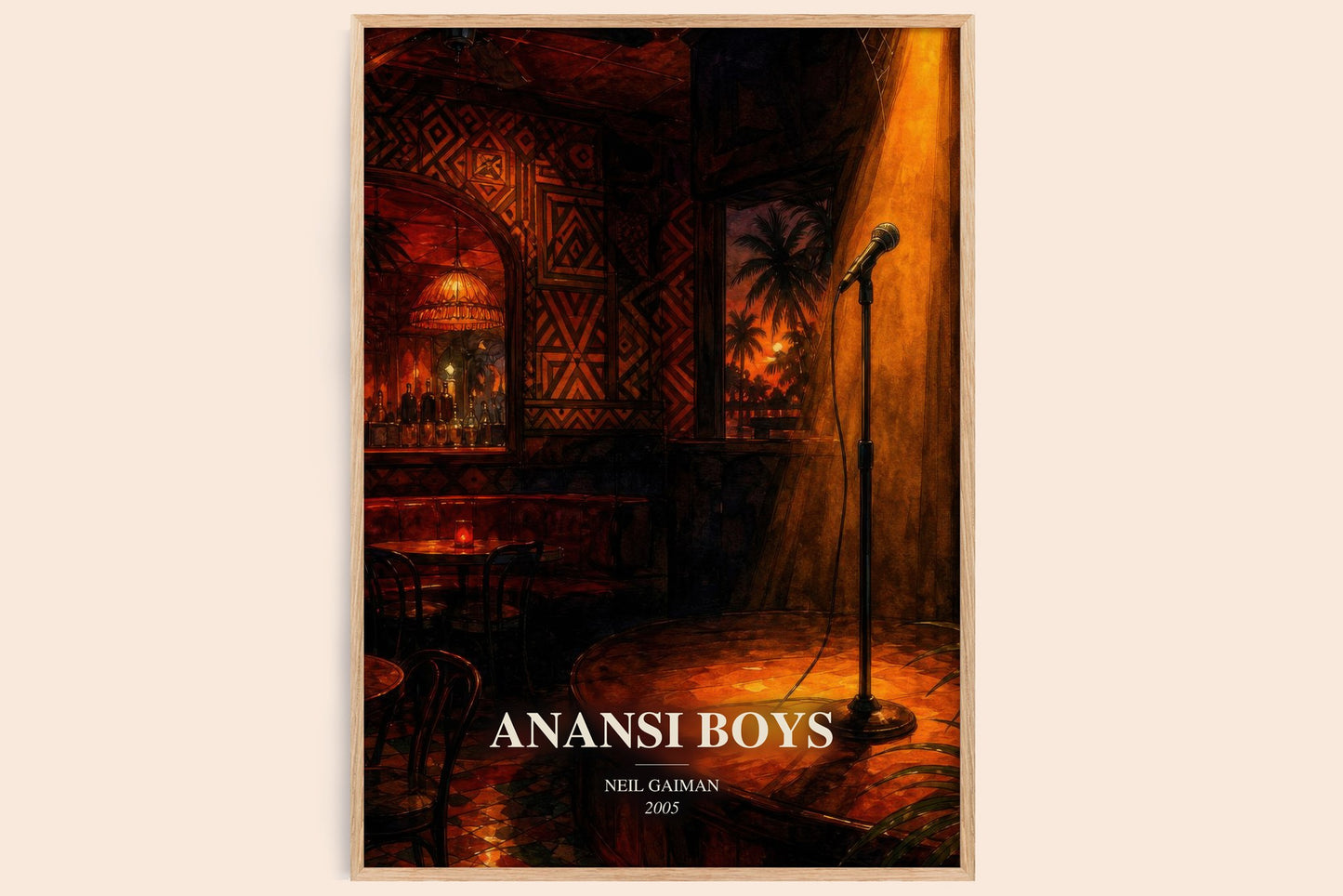 Anansi Boys watercolour book poster by Neil Gaiman – framed literary art print