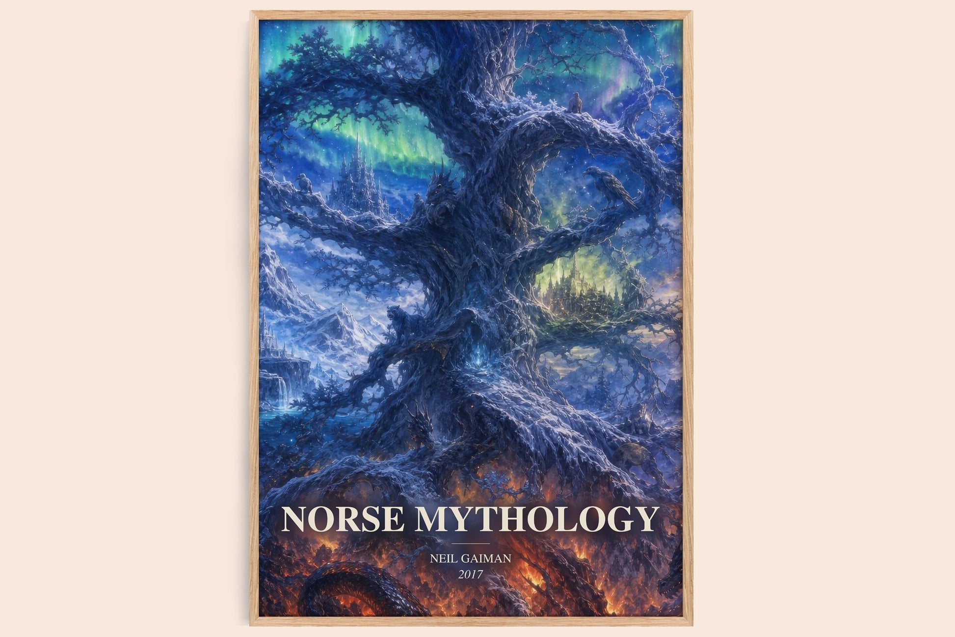 Norse Mythology watercolour book poster by Neil Gaiman – framed literary art print