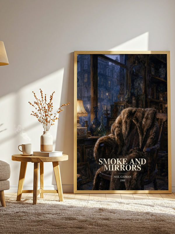 Smoke And Mirrors watercolour print in frame leaning in hallway – fantasy wall art