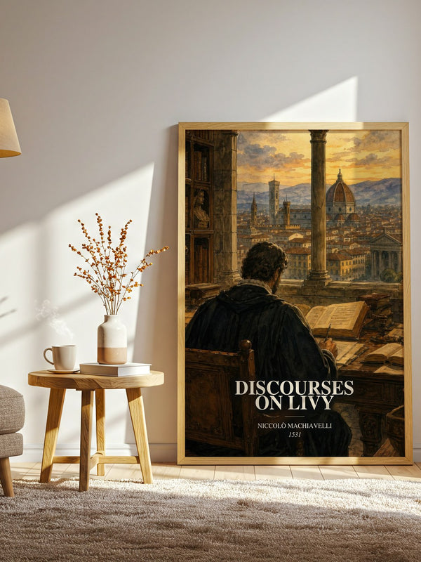 Discourses On Livy watercolour print in frame leaning in hallway – philosophy wall art