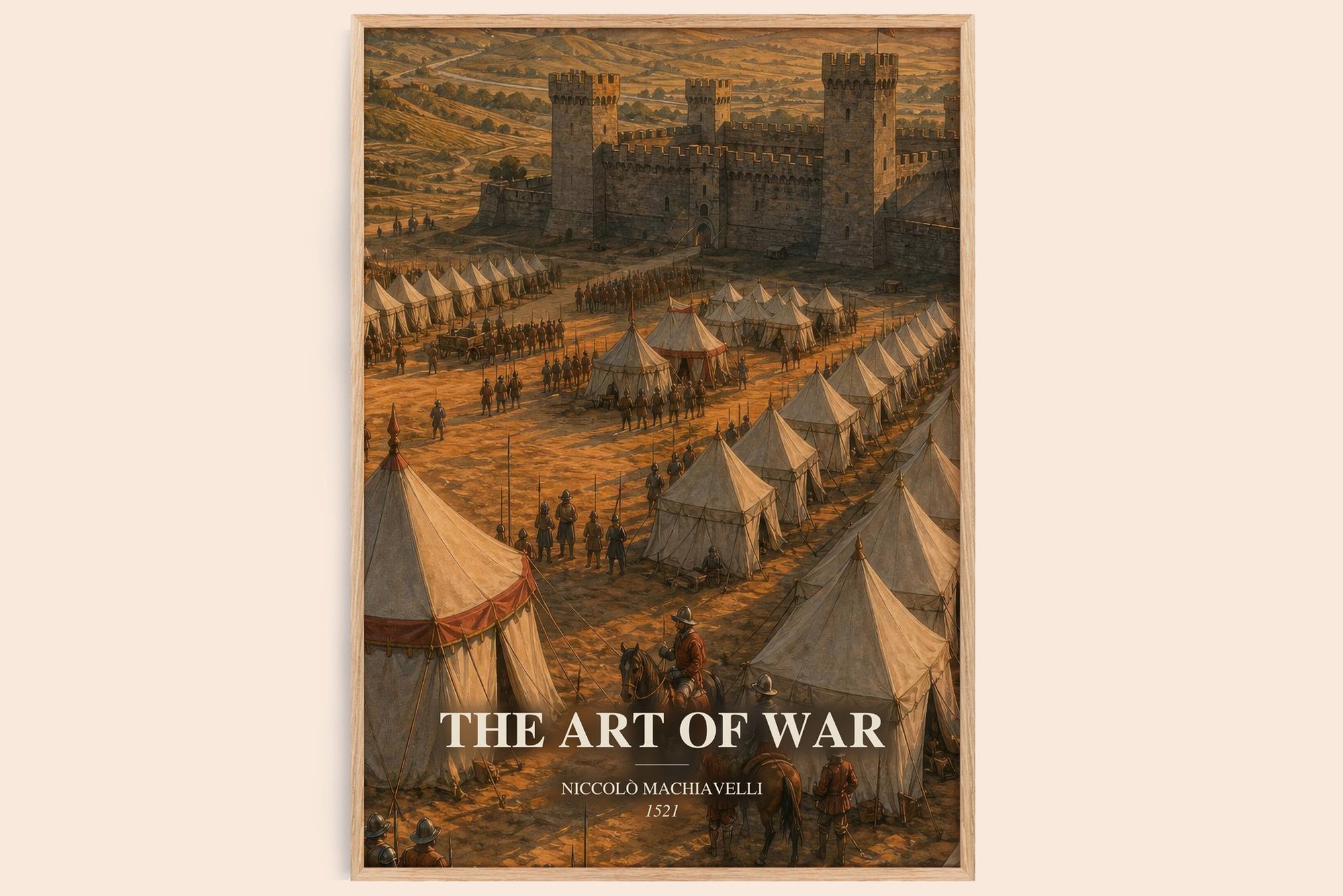 The Art Of War watercolour book poster by Niccolò Machiavelli – framed literary art print