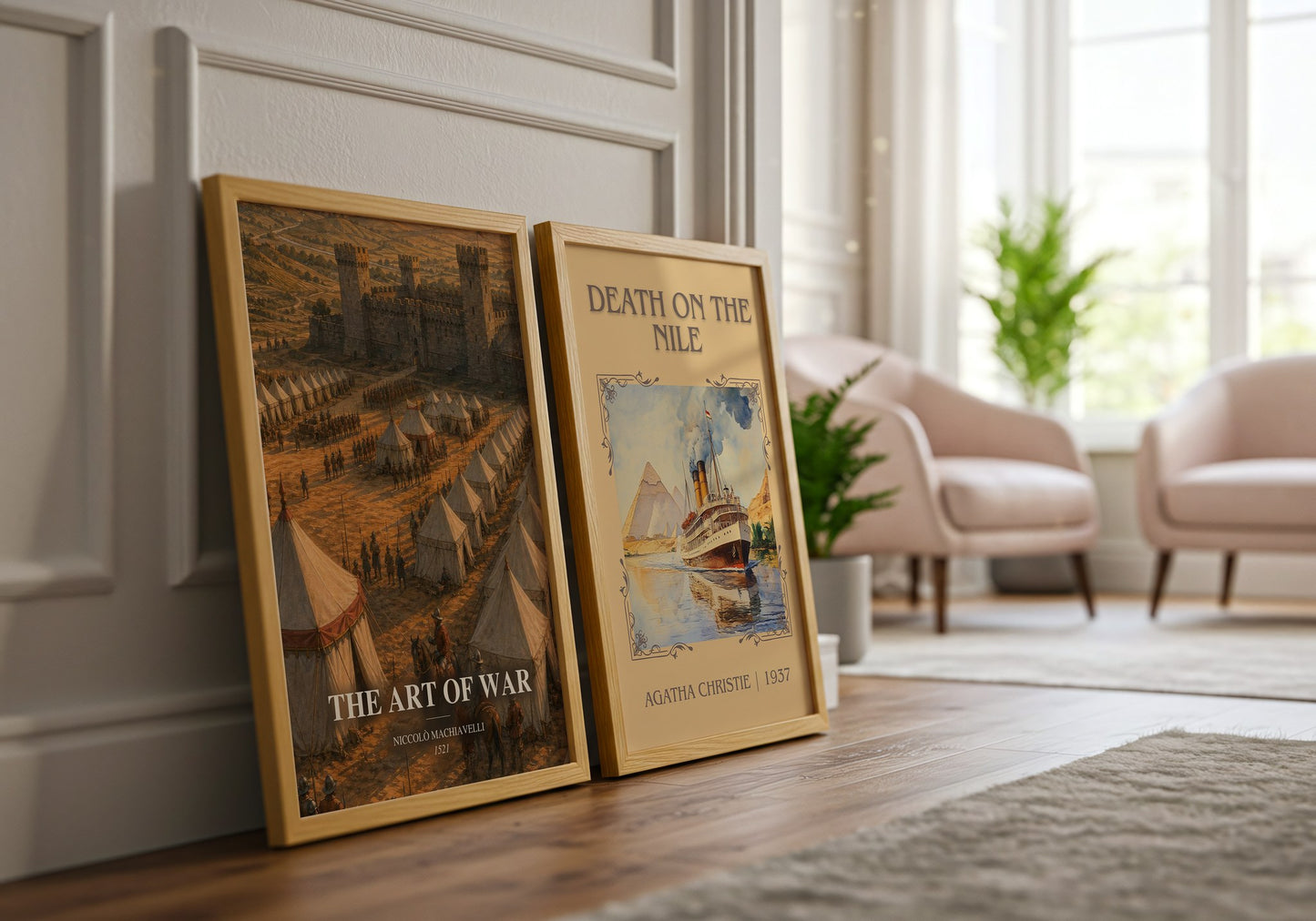 The Art Of War watercolour print framed by window – literary home decor